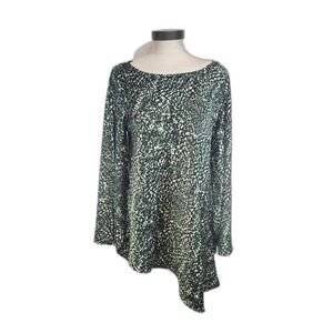 Laundry by Shelli Segal Green Satin Asymmetrical Blouse Size Large